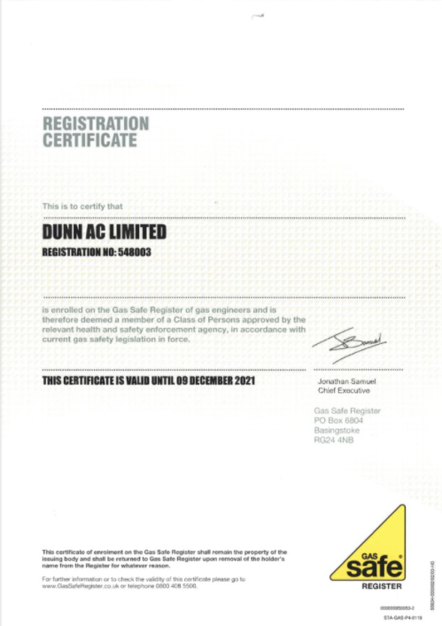 Gas Safe registration