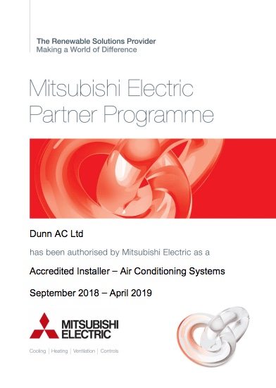 Accredited Installer status for Mitsubishi Electric
